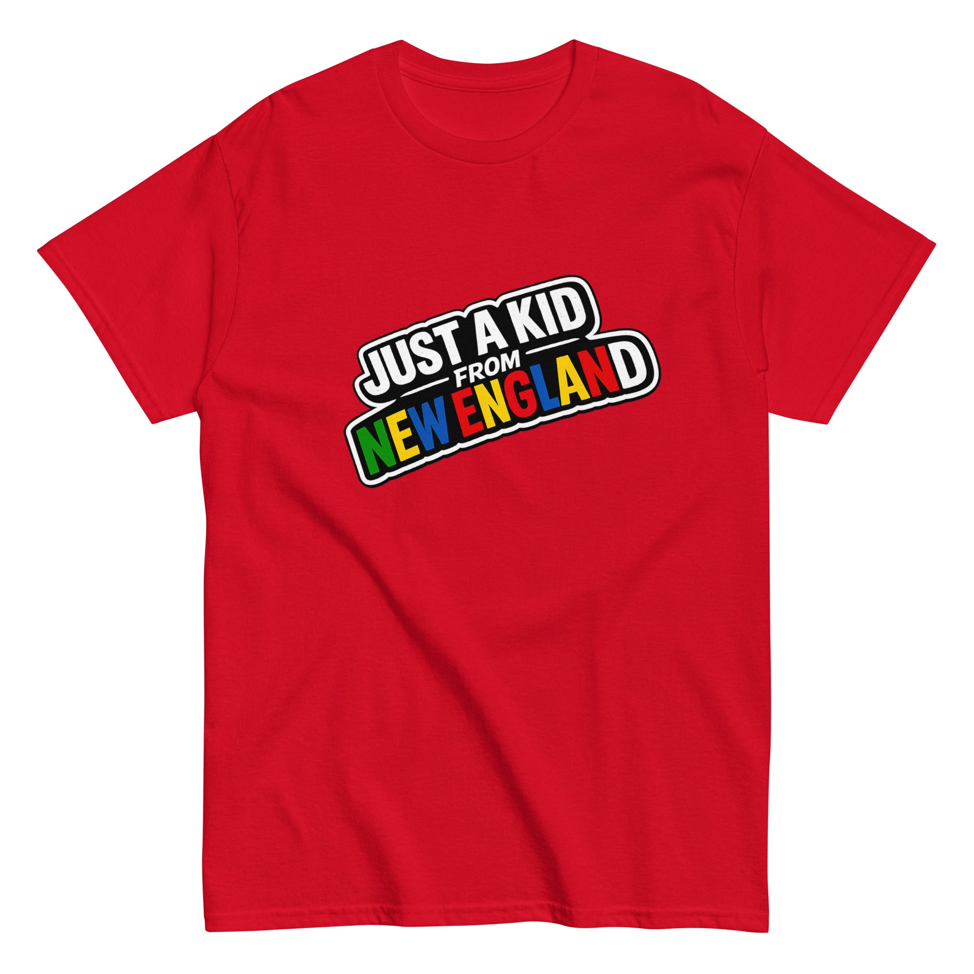 Just a Kid From New England | Block Lettering | Red
