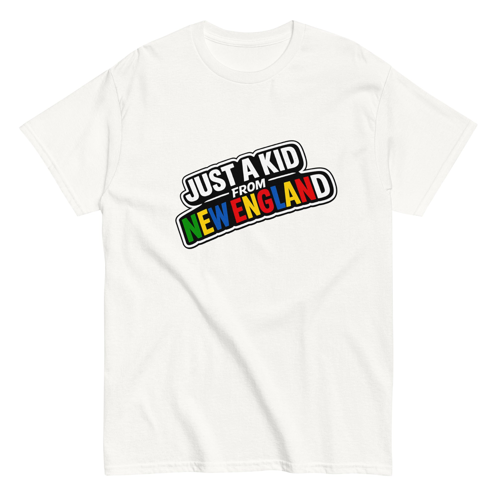 Just a Kid From New England | Block Lettering | White