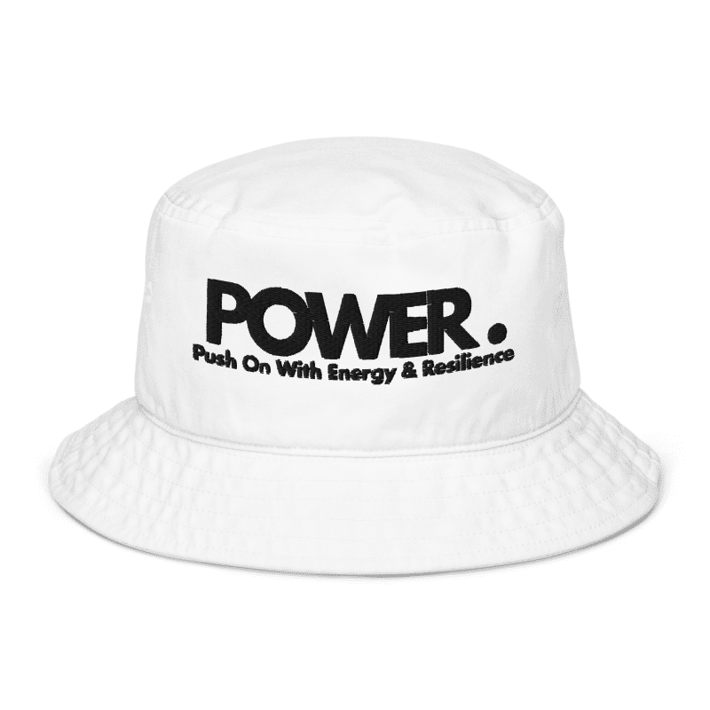 Isaiah Johnson | POWER | Push On With Energy & Resilience | Bucket hat | White