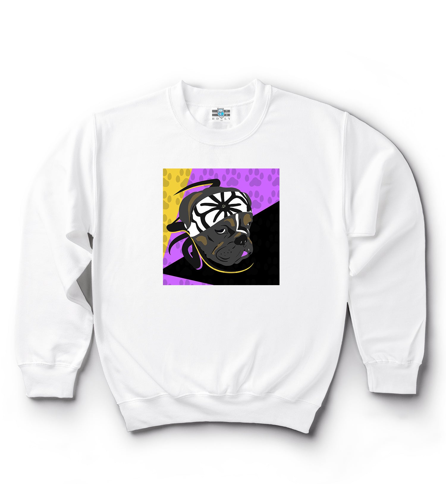 Karate Dog | Purple, Yellow & Black | Classic Crew Neck
