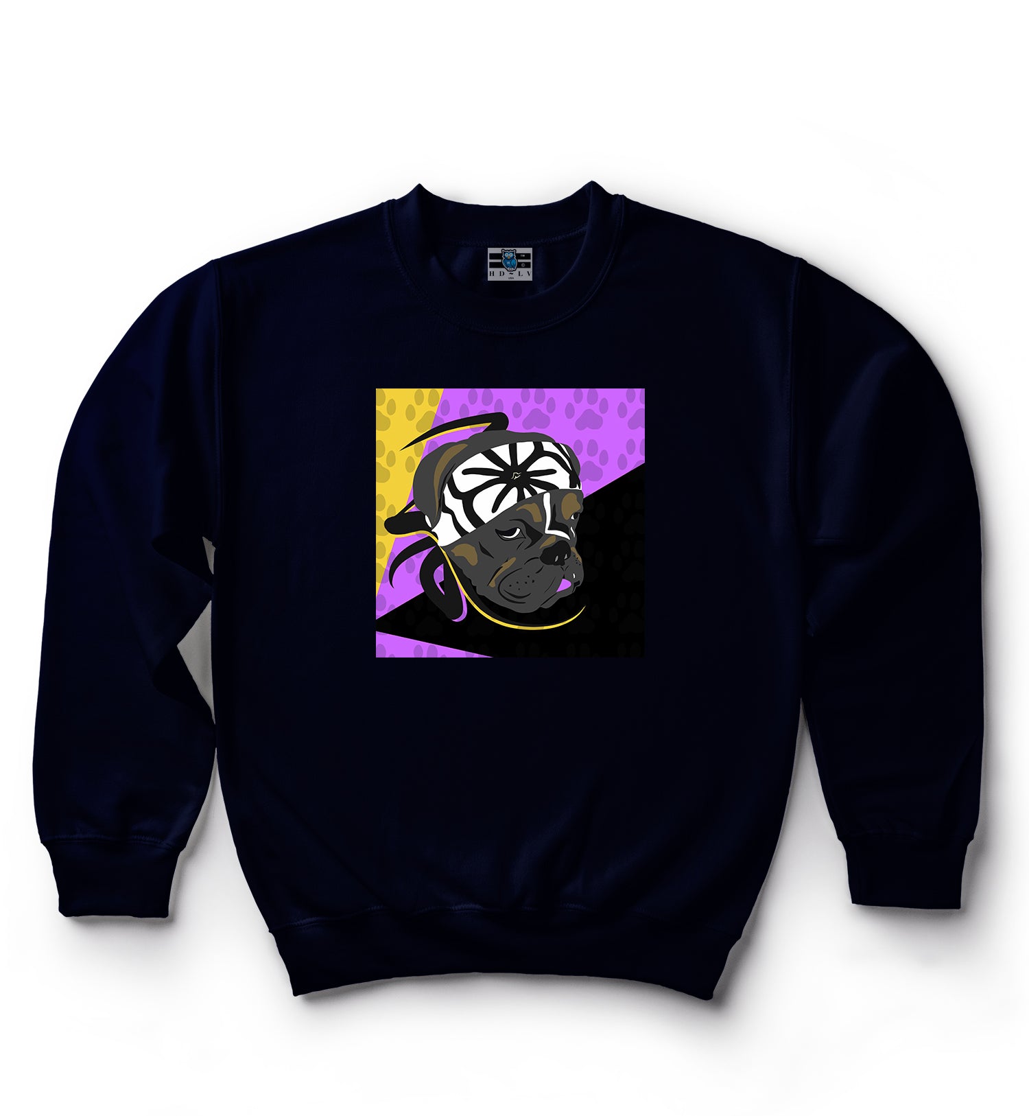 Karate Dog | Purple, Yellow & Black | Classic Crew Neck