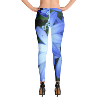 Blue Flower Leggings for Women