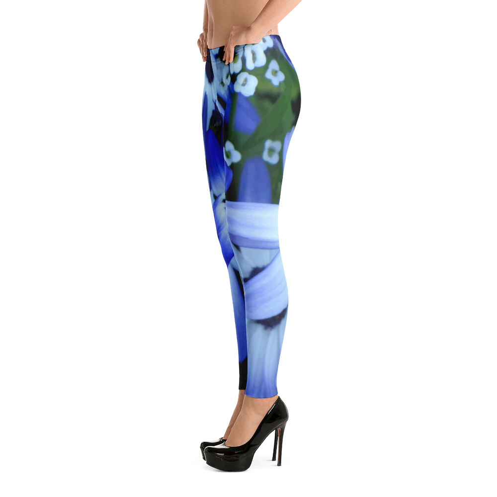 Blue Flower Leggings for Women