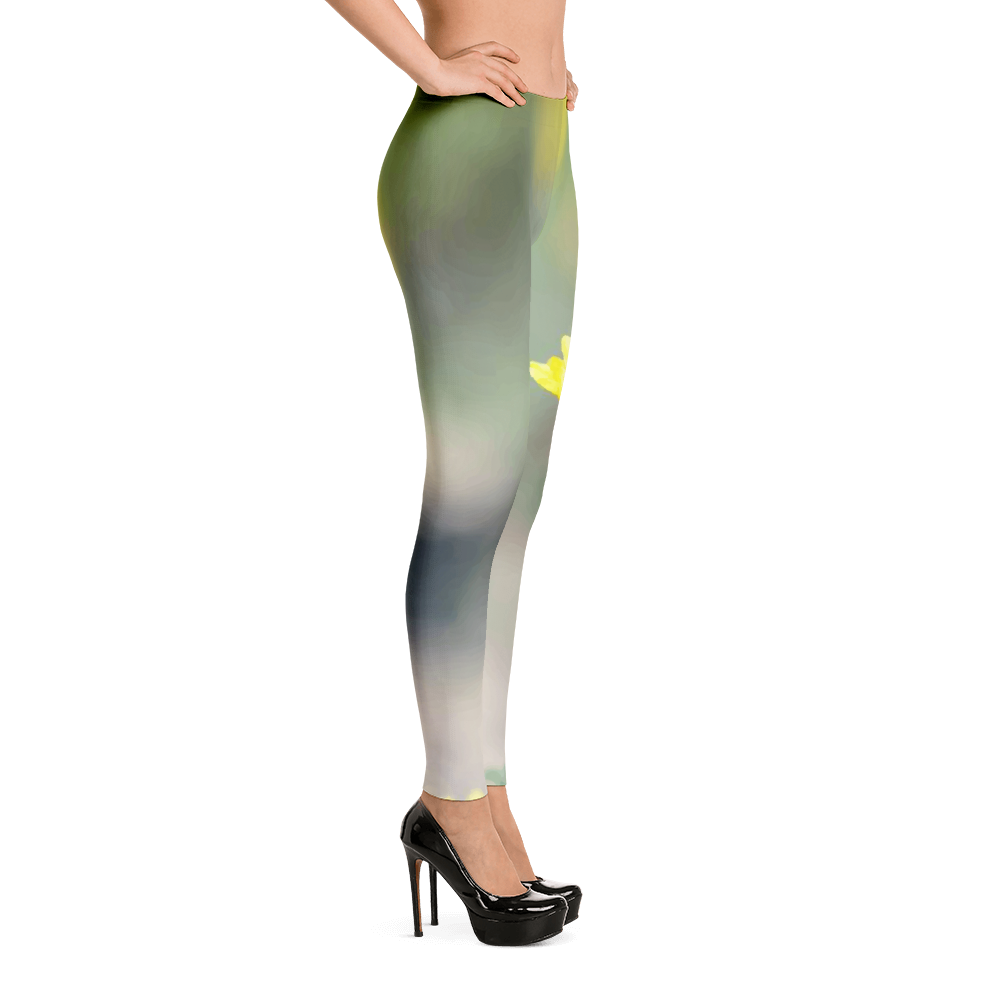 Yellow Flower Leggings for Women